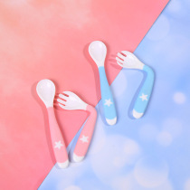 Baby spoon Elbowed Dining Training Fork Spoon Suit Freshly Children Cutlery Accessories Elbows Soft Spoon Twist Spoon