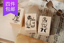 ●JY groceries●Domestic spot Japan krimgen girl boy animal wooden seal Made in Japan link 3