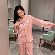 ANLV shore green luxury 2021 new pajamas women Ice Silk spring and autumn thin home clothes High sense ins