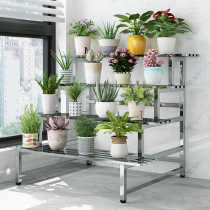 Stainless Steel Flower Racks Balcony Flower Racks Iron Art Ladder Floor Style Multilayer Living-room Outdoor Multi-Meat Turquoor Flower Pots Shelf