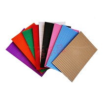 Gu Leopin four-layer single-sided striped surface coated with colored corrugated cardboard color plate ring-creating material for children handmade