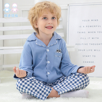 Boys  pajamas Spring and autumn long-sleeved trousers pure cotton childrens childrens autumn childrens home clothes thin summer