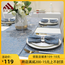 Blue table flag European high-end luxury fashion dining table cloth modern simple rectangular household Nordic table cloth