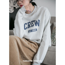 DOROTHY -- relaxed and lazy style letter pattern sweatshirt 2021 new female round collar pure color long sleeve blouses