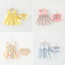 Summer Korean version of the two-piece set of female baby 0-1-2-3-year-old thin sling bread pants set for babies and children 19 new products