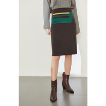 LILY winter new womens color geometric knit hip hip cross machine skirt 119410B6303