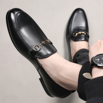 Leather shoes mens summer leather soft leather Korean version casual British trend breathable soft bottom social youth wedding small leather shoes