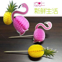 Flamingo Craft Toothpick Fruit Toothpick Flower sign Cocktail Cake Decoration Boxed