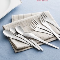 Japan Elfin High Mulberry Metal Silver Scale Hammer Mesh 8 Pieces Cake Coffee Spoon Fruit Fork Ferritic Stainless Steel