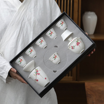 Tango Kung Fu Tea Set Suit Home Minimalist Ceramic Cover Bowl Tea Cup Full Set Defied White Porcelain Tea Set Courtesy Kit