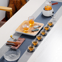 Glass kung fu tea set Japanese hammer pattern home padded large glass Kung Fu Tea Cup LOGO gift customization