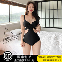 INS Small Red Book Sexy Conjoined Small Chest Steel Togather Holiday Windbathing Suit Womens Slim Cover Spa Swimsuit