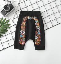 Tide brand bape childrens clothing 21 summer Big M printed terry shorts men and women small children casual Harlan five-point pants