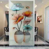 Art Glass Genguan Background Wall Engraving Flowers Frosted Custom Crafts Vase Living Room Light Transmission Partition Screen