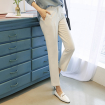 High-waisted small-footed casual pants womens 2022 summer new all-match drape eight-point work ol straight professional suit pants