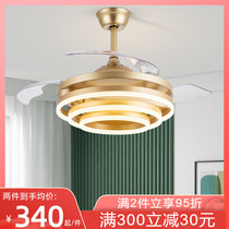 Fan lamp ceiling fan lamp living room home simple modern dining room bedroom invisible fan with chandelier variable frequency mute integrated