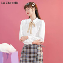 Lashabelle 2022 Spring new lacing white Blister Shirt Woman Loose THIN BLOUSE Snowspun Shirt