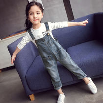 Girls Cowboy Strap 2020 Autumn New Children Korean version of foreign style little girl trendy middle-aged children with pants