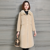 Zqqz sheared wool coat women's 2018 new long imported mink fur collar grain wool fur coat 241