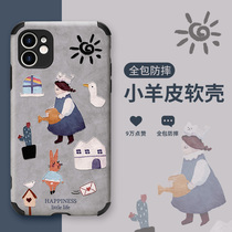 Apple 11 mobile phone shell retro womens iphone11pro cute ultra-thin 11promax lens full bag Chauffo soft cover new small lambskin net red personality Inwind creative anti-fall