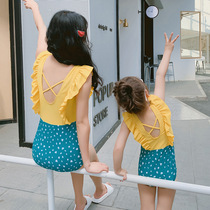 Girl Swimsuit 2021 New Tide South Korea Resort Pro Subs Slim Lotus Leaf Side Mother-daughter Conjoined Bikini Swimsuit