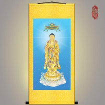 Amitabha Buddha portrait Immeasurable light Buddha Buddhist Buddha Hall hanging painting Silk painting Scroll painting Custom Suixi Pavilion calligraphy and painting