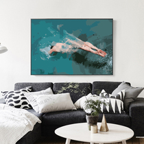 Girl DIY digital oil painting hand-painted filled decorative painting nude swimming painting Nordic hanging painting aluminum alloy belt glass