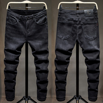 Spring 2021 new mens black gray jeans Korean version of slim personality versatile casual small feet long pants