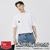 SAMESAME21SS Pocket Japanese Simple Joker Short Sleeve Round Neck Loose T-shirt Solid Color base shirt Men and Women