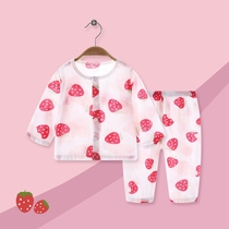 Girls pyjamas Spring and Autumn Girl Baby Pure cotton gauze clothes for air conditioning childrens summer home clothes