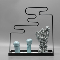 New Chinese Modern Creativity Home Iron Art Ceramic Soft Decoration Pendulum Boilerplate Room Interior Handicraft Furnishing