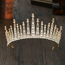 Girls retro Crown middle child European and American high-end Crystal Crown childrens dress accessories girl birthday headgear