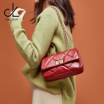 2020 Autumn and Winter new diamond chain bag ladies shoulder bag versatile temperament red crossbody bag female small fragrant wind