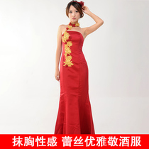 Broken Code 22] wine red fishtail long Bride Wedding Toast dress dress dress 2021 New temperament