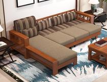 Casual suit Simple solid wood sofa type fabric office apartment size wooden combination Oak furniture economy