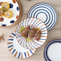 Day Style Ceramic Breakfast Pan Creative Mesh Red Disc Subhand Painted Vegetable Dish Home Personality Dinner Plate Hand-painted Disc Deep Disc