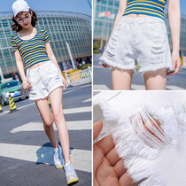 Hole denim shorts womens high waist 2021 summer new Korean version thin wide legs loose a character super short ins hot pants