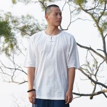 Ciyuan original Tai chi suit mens summer Chinese style practice suit mid-sleeve top All-match meditation lay suit 01-79