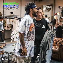 MKSZY autonomous zeppelin airship retro Tee vintage T-shirt tie-dyed short sleeves half sleeves