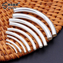 s925 Silver Accessories Pure Silver Bent Pipe Handmade Diystem Red Rope Bracelet Woven Retro Ornament Material