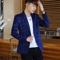 Casual suit mens suit Handsome small suit upper body fashion set of Korean clothing mens earth trend matching jacket