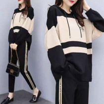 Pregnant women autumn suit fashion early autumn foreign atmosphere tide mother Net red shake sound leisure sportswear spring and autumn two-piece set