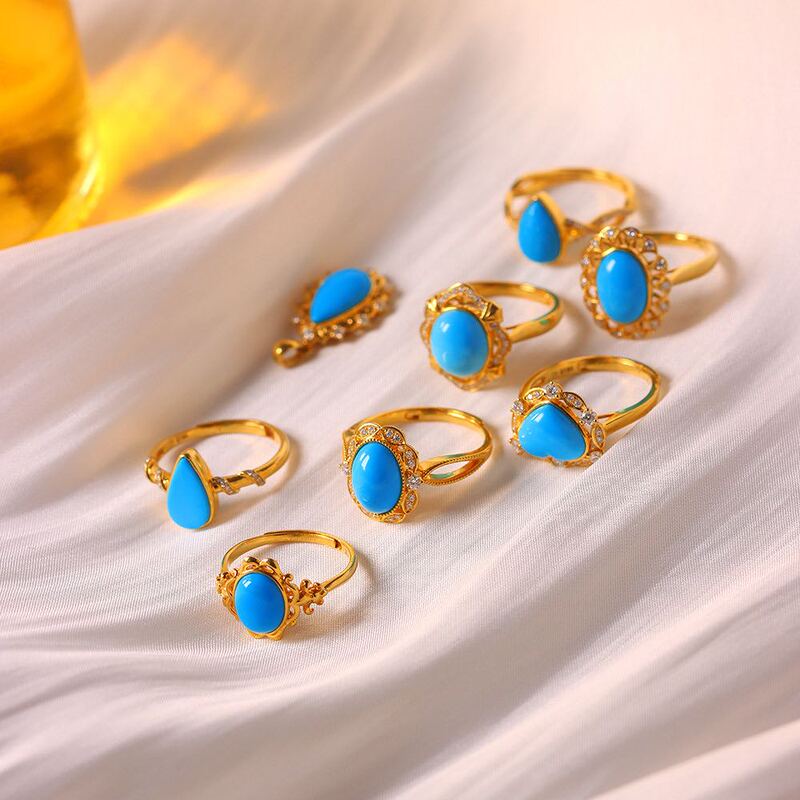 Green Turquoise 18K Paired with Turquoise Green Turquoise 18K Paired with Turquoise