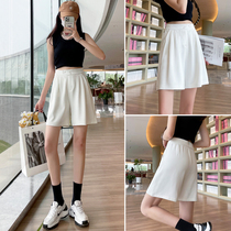 White Suit Shorts Woman Summer Thin loose with slim 100 lap 50% Pants Ice Silk High Waist Pituary Wide Leg Hot Pants