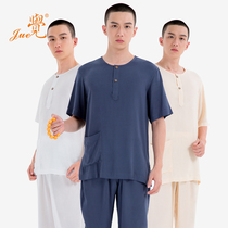 Snow-brand monk suit cotton T-shirts short sleeve summer monk clothes housewear underwear pajama suit men and women suit