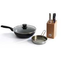 WMF kitchenware 7-piece pot group Blue color series fried wok knife flat bottom frying pan China Merchants Bank