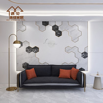 Three-dimensional geometric graphics Bamboo and wood fiber integrated wallboard Clothing store company front desk background wallboard decorative gusset