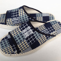 Handmade cloth slippers at home thousand layer bottom cloth shoes men and women Spring Summer Plaid size non-slip cotton bottom single Drag