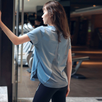 Fitness girl fairy air mesh breathable sports short sleeves loose slim running yoga suit top quick dry T-shirt summer