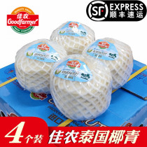 Jiannong Thailand imported coconut Green 4 pieces of single fruit weight 850g fresh fruit perfume coconut open coconut straw